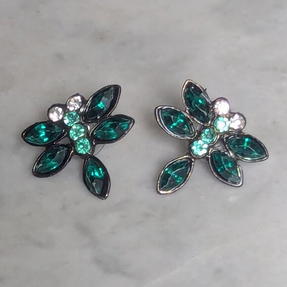 Dragonfly Rhinestone Costume Jewelry Earrings Victorian Art Deco Cocktail Boho - Picture 3 of 5